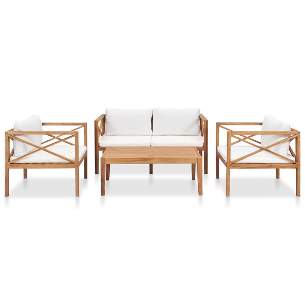 vidaXL Salon de jardin 4 pcs avec coussins Bois de teck solide