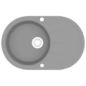 vidaXL &Eacute;vier de cuisine en granit Bac unique Ovale Gris
