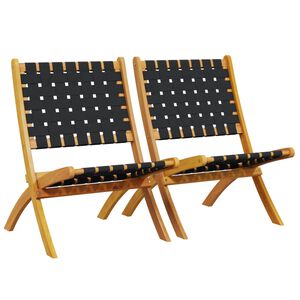 vidaXL Chaises pliantes 2 pi&egrave;ces en bois massif d'acacia noir et tissu