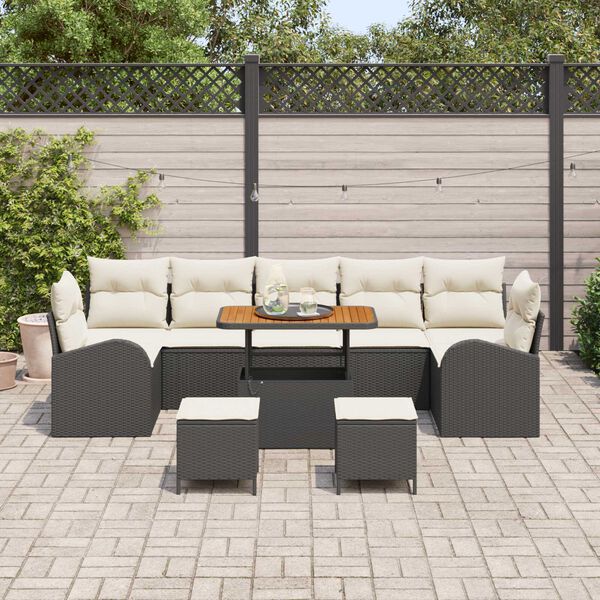 vidaXL Ensemble de canapé de jardin 10 pcs Noir Poly rotin