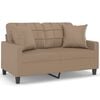 vidaXL Canap&eacute; 2 places avec oreillers cappuccino 120 cm similicuir
