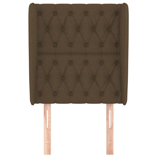 vidaXL T&ecirc;te de lit avec oreilles Marron fonc&eacute; 83x23x118/128 cm Tissu