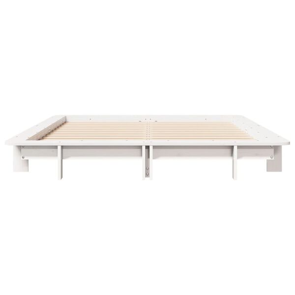 vidaXL Cadre de lit sans matelas blanc 135x190 cm bois de pin massif