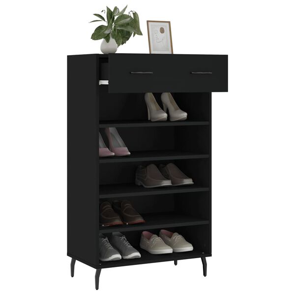 vidaXL Armoire &agrave; chaussures noir 60x35x105 cm bois d'ing&eacute;nierie