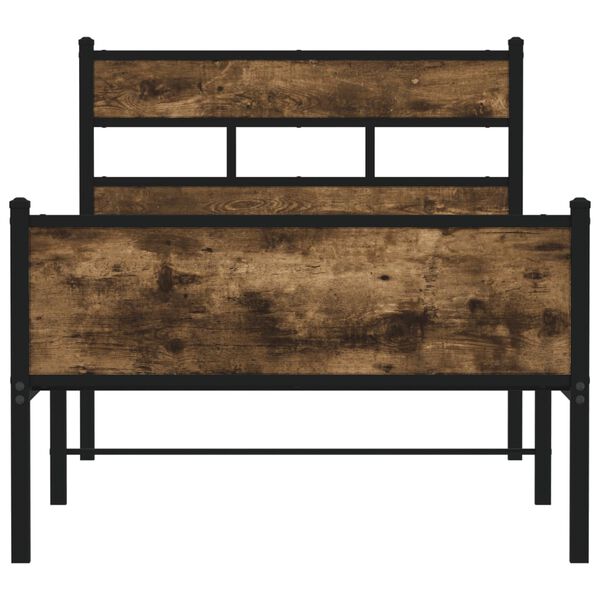 vidaXL Cadre de lit sans matelas ch&ecirc;ne fum&eacute; 75x190cm bois d'ing&eacute;nierie