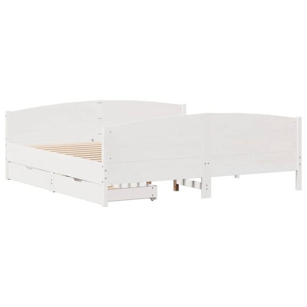 vidaXL Cadre de lit sans matelas blanc 200x200 cm bois massif de pin