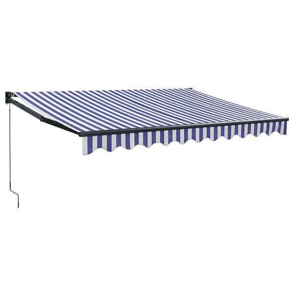 vidaXL Auvent r&eacute;tractable bleu et blanc 3x2,5 m tissu et aluminium