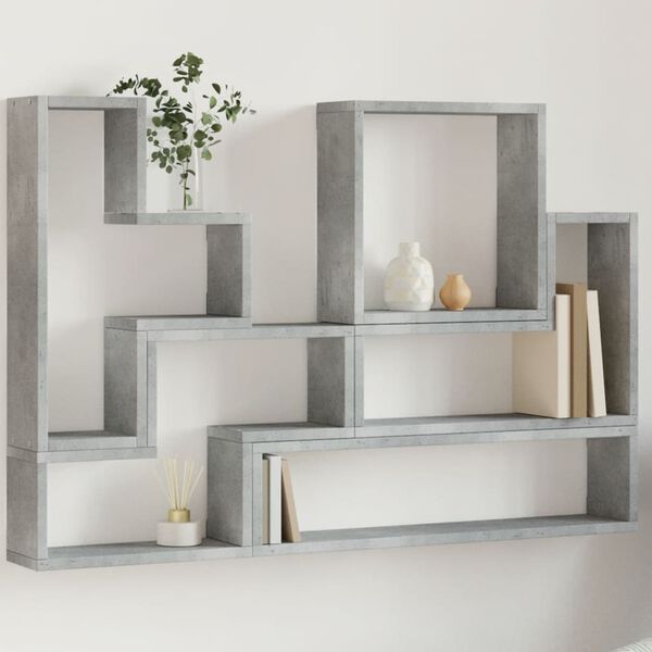 vidaXL &Eacute;tag&egrave;re murale gris b&eacute;ton 96x12x64 cm bois d'ing&eacute;nierie