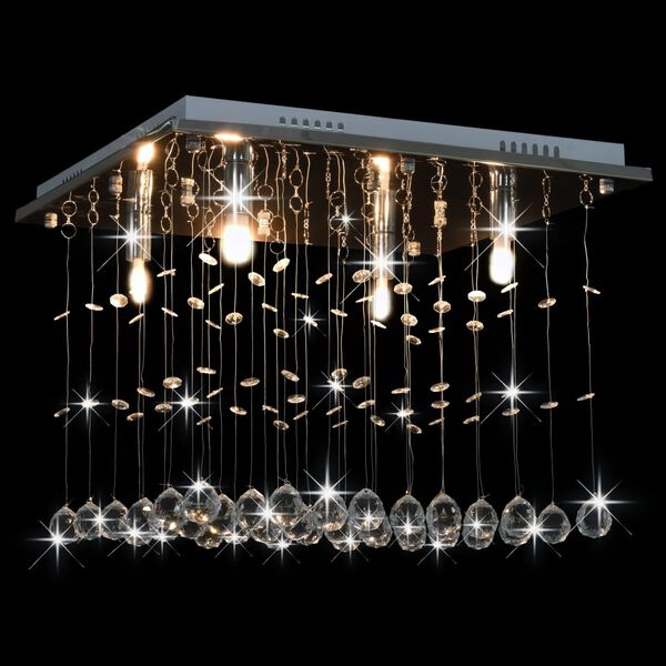 vidaXL Plafonnier avec perles de cristal Argent&eacute; Cubique G9