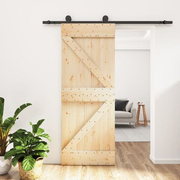 vidaXL Porte coulissante et kit de quincaillerie 70x210 cm pin massif
