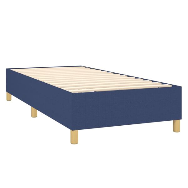 vidaXL Sommier &agrave; lattes de lit avec matelas Bleu 100x200 cm Tissu