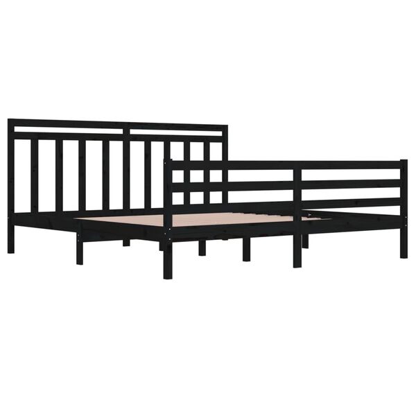 vidaXL Cadre de lit sans matelas noir 200x200 cm bois massif