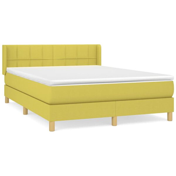 vidaXL Sommier &agrave; lattes de lit avec matelas Vert 140x200 cm Tissu