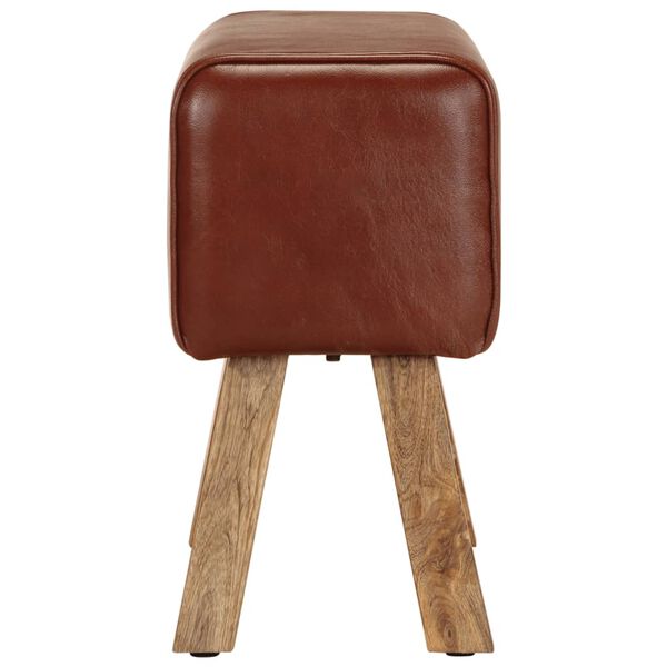 vidaXL Banc saut de cheval 58 cm marron cuir v&eacute;ritable et manguier