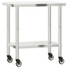 vidaXL Table de travail de cuisine avec roues 82,5x55x85 cm inox