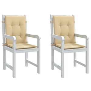 vidaXL Coussins de chaise &agrave; dossier bas lot de 2 beige m&eacute;lang&eacute; tissu