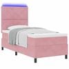 vidaXL Lit &agrave; ressort LED avec matelas Rose 90 x 190 cm tissu