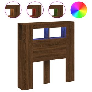 vidaXL T&ecirc;te de lit &agrave; LED ch&ecirc;ne marron 100x18,5x103,5cm bois ing&eacute;nierie