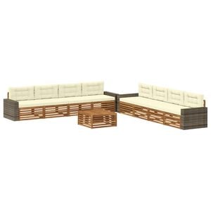 vidaXL Ensemble de canap&eacute;s d'ext&eacute;rieur 9 pc Naturel et Cr&egrave;me Polyester