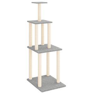 vidaXL Arbre &agrave; chat avec griffoirs en sisal Gris clair 149 cm