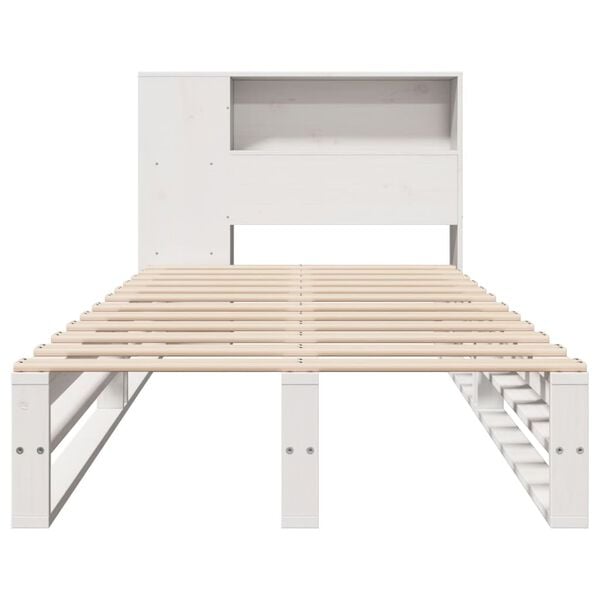 vidaXL Lit biblioth&egrave;que sans matelas blanc 75x190 cm bois massif
