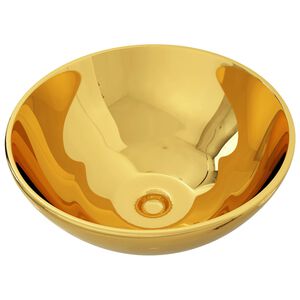 vidaXL Lavabo 32,5 x 14 cm C&eacute;ramique Dor&eacute;