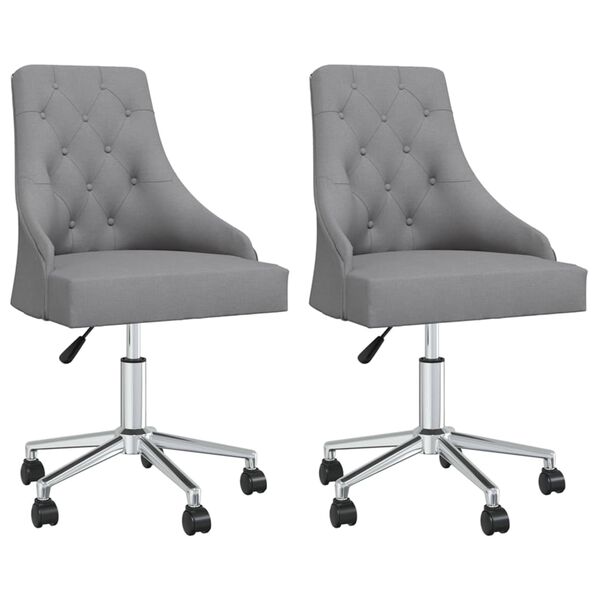 vidaXL Chaises pivotantes &agrave; manger lot de 2 Gris clair Tissu