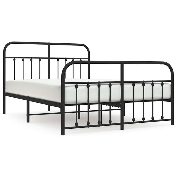 vidaXL Cadre de lit métal sans matelas avec pied de lit noir 150x200cm