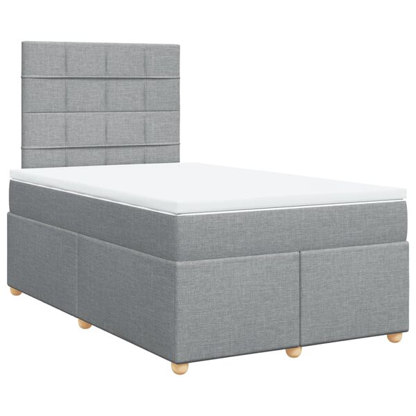 vidaXL Sommier &agrave; lattes de lit et matelas gris clair 120x190 cm tissu