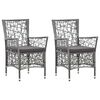 vidaXL Chaises d'ext&eacute;rieur lot de 2 avec coussins R&eacute;sine tress&eacute;e Gris