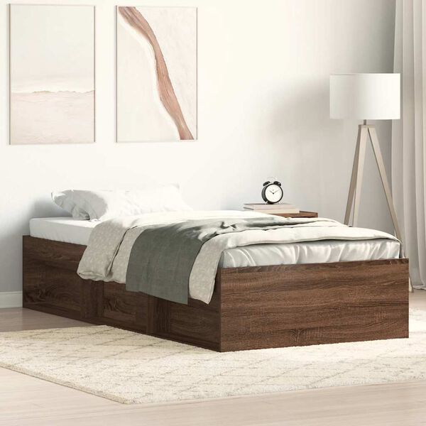 vidaXL Cadre de lit sans matelas ch&ecirc;ne marron 100x200 cm