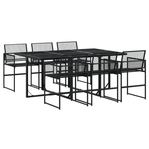 vidaXL Ensemble &agrave; manger de jardin 7 pcs Noir R&eacute;sine tress&eacute;e