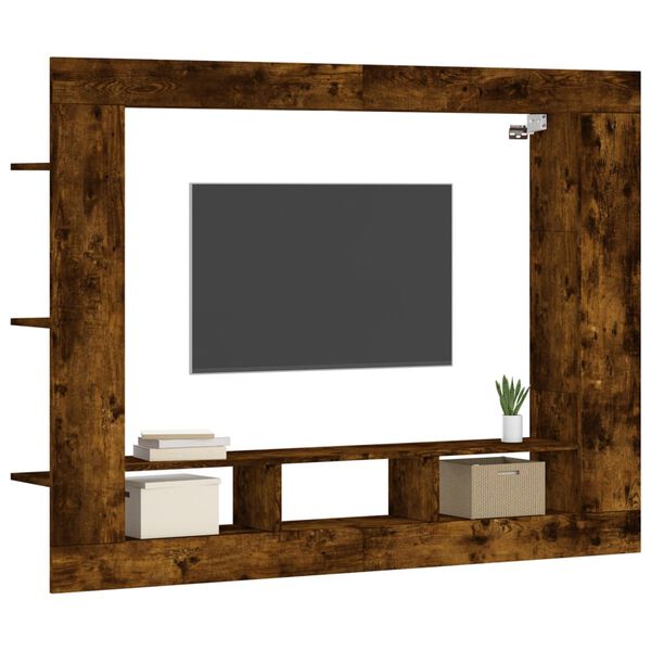 vidaXL Meuble TV ch&ecirc;ne fum&eacute; 152x22x113 cm bois d'ing&eacute;nierie