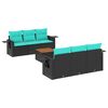 vidaXL Ensemble de canap&eacute; de jardin 7 pcs avec coussins noir r&eacute;sine tress&eacute;e