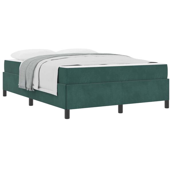vidaXL Cadre de lit avec matelas Vert fonc&eacute; 140 x 190 cm tissu