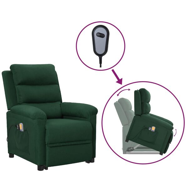 vidaXL Fauteuil de massage Vert fonc&eacute; Tissu