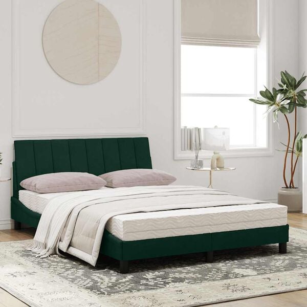 vidaXL Lit avec matelas Hanko vert fonc&eacute; 120x200 cm velours