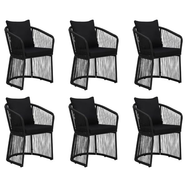 vidaXL Ensemble à manger de jardin avec coussins 7 pcs Noir