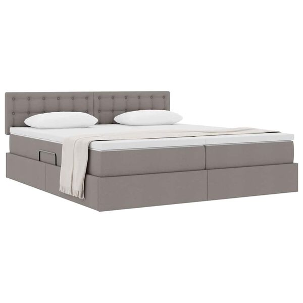 vidaXL Lit de Rangement Taupe 200 x 200 cm Cuir synth&eacute;tique