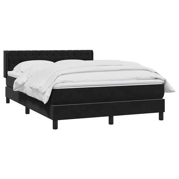 vidaXL Sommier &agrave; lattes de lit avec matelas noir 160x210 cm velours