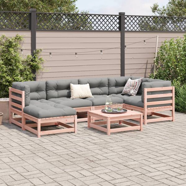 vidaXL Salon de jardin 7 pcs et coussins bois massif sapin de douglas