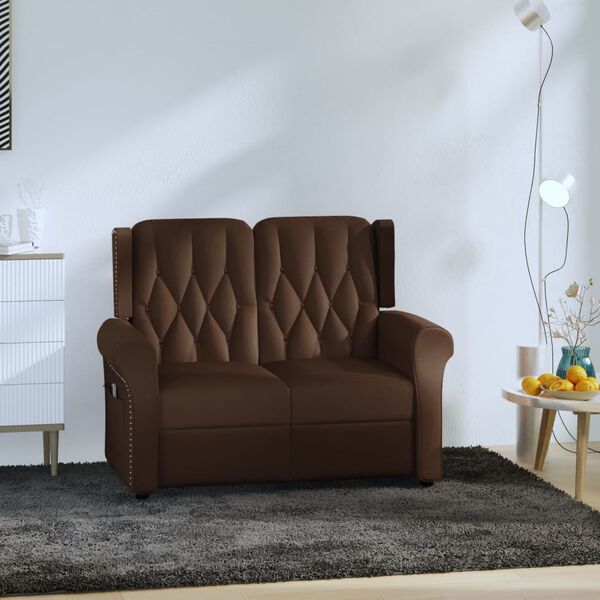 vidaXL Fauteuil de massage inclinable 2 places marron brillant