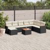 vidaXL Salon de jardin 9 pcs avec coussins noir r&eacute;sine tress&eacute;e