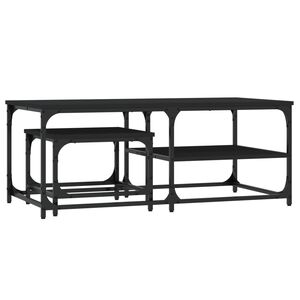 vidaXL Tables basses gigognes 2 pcs noir bois d'ing&eacute;nierie