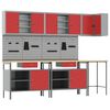 vidaXL Ensemble de placards de travail 10 pi&egrave;ces Rouge et Gris