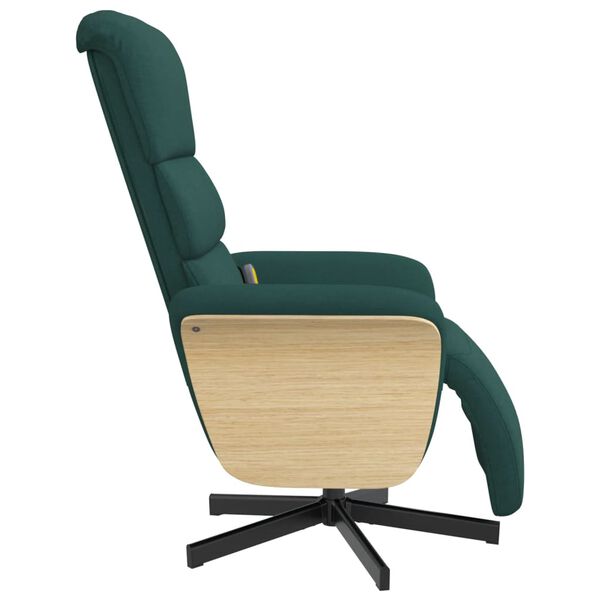 vidaXL Fauteuil inclinable de massage et repose-pieds vert fonc&eacute; tissu