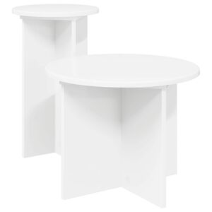 vidaXL Ensemble de tables d'appoint 2 pcs Blanc Bois d'ing&eacute;nierie