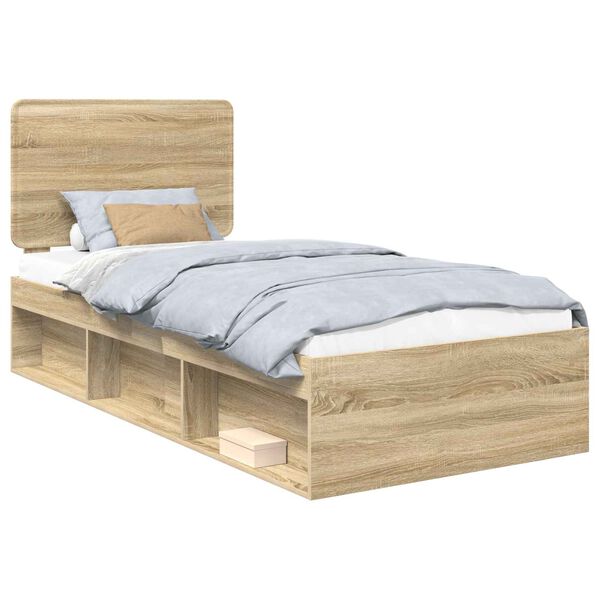 vidaXL Cadre de lit Ch&ecirc;ne Sonoma 75 x 190 cm Bois de pin massif