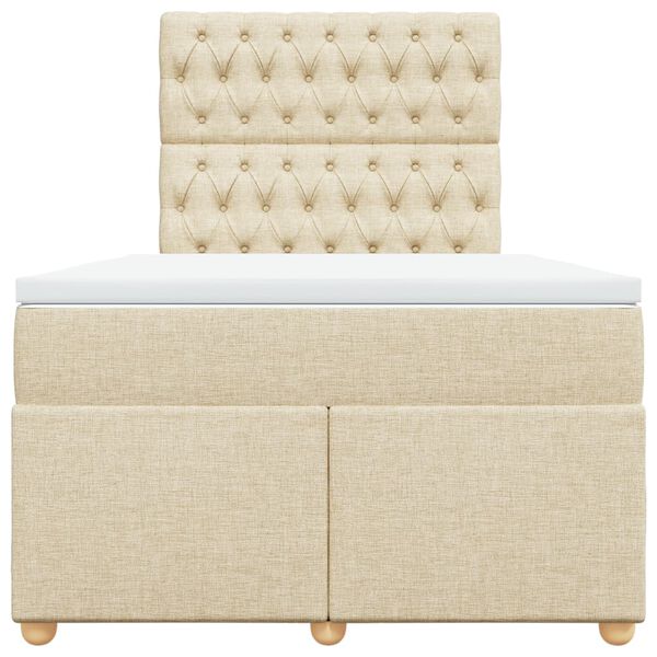vidaXL Sommier &agrave; lattes de lit avec matelas Cr&egrave;me 120x200 cm Tissu
