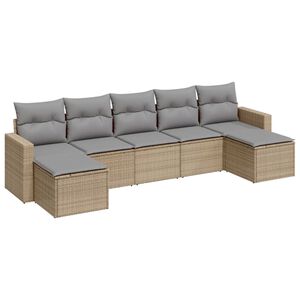 vidaXL Salon de jardin avec coussins 7 pcs beige r&eacute;sine tress&eacute;e